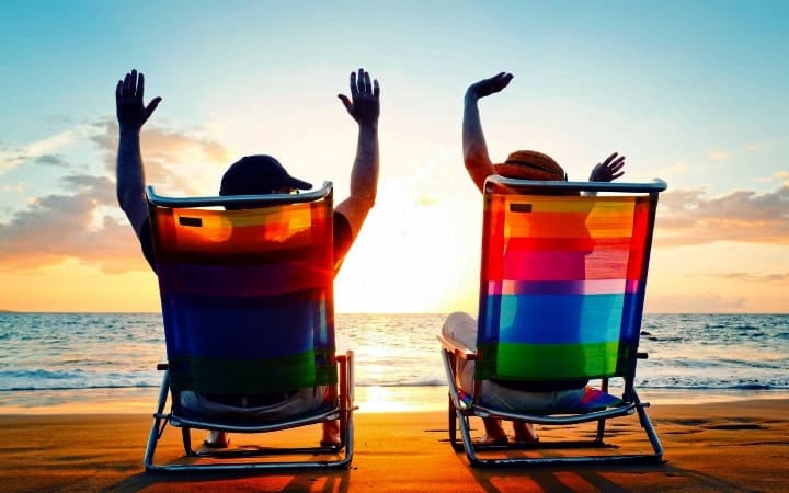 a couple having fun at the beach