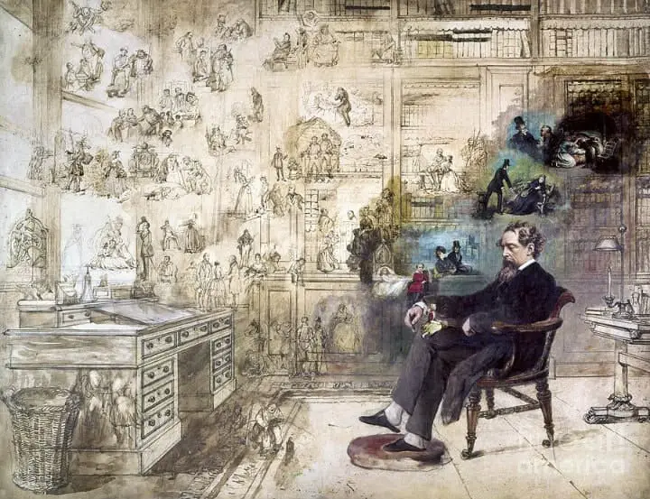 charles dickens in his study imagining works of fiction