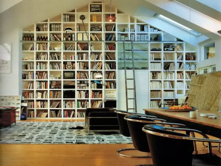 view of a bookshelf full of books