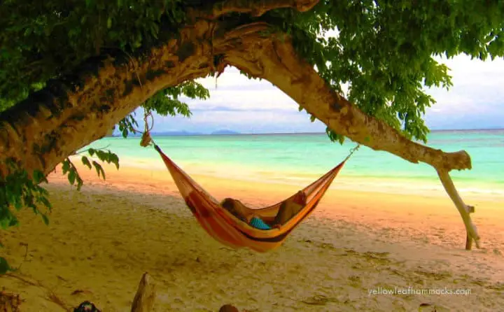 relaxing in a hommock at the beach