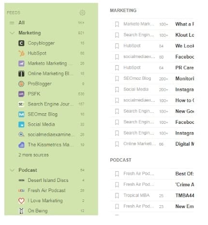 feedly screenshot