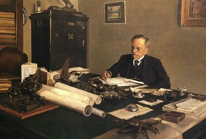 vintage portrait of a writer at his desk