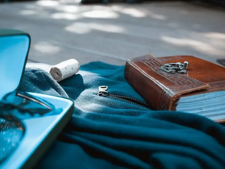 leather bound journal in the street