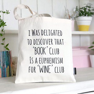 book club wine club tote bag