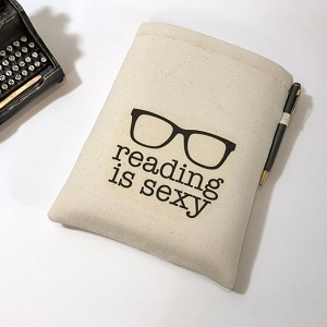 reading is sexy padded book pouch