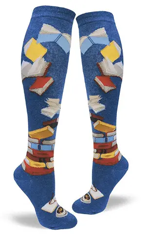 woman bibliophile knee socks