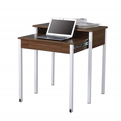 Wood Rectangular Desk with Drawers - Retractable Writing Desk
