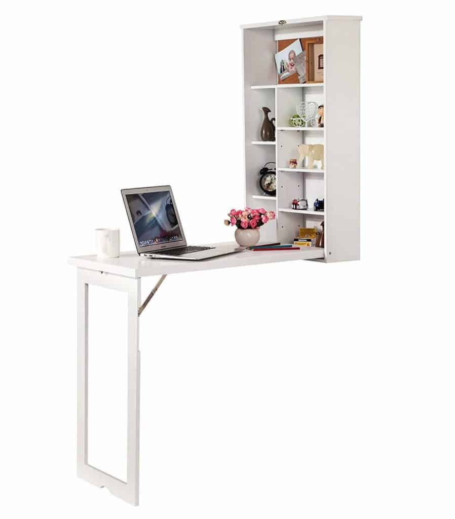 Wooden-Life Fold-Out Convertible Wall Mount Desk - White