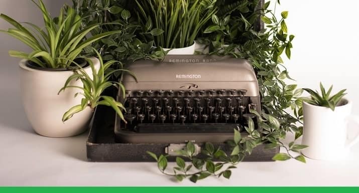 an old typewriter among plants 1