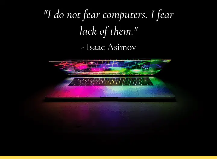 featured image with a tech related quote from isaac asimov