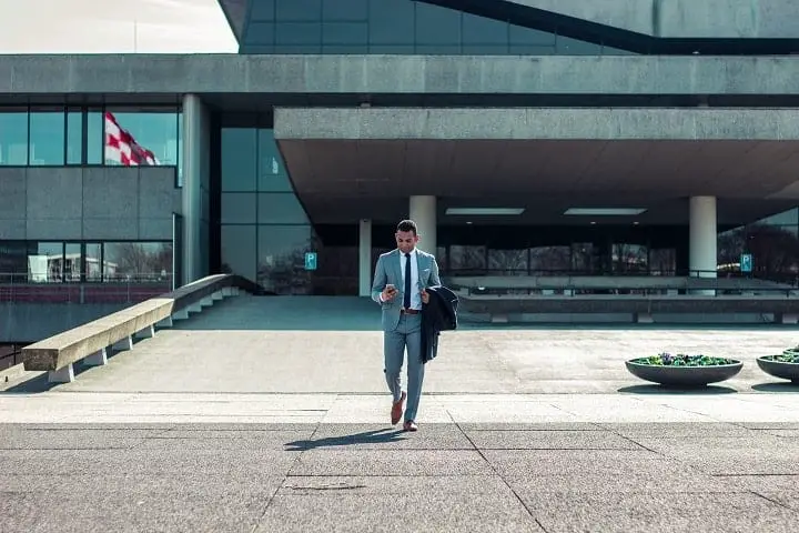 man walking out of a courtroom