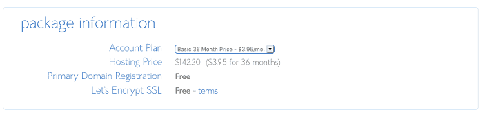 bluehost package information
