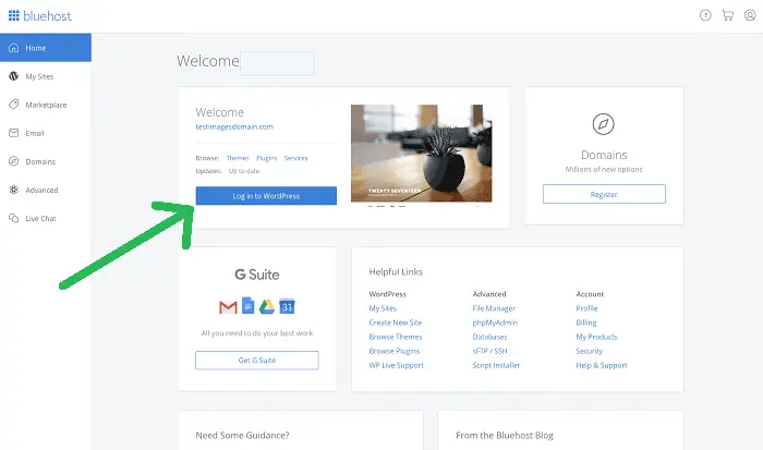 logging into wordpress with bluehost