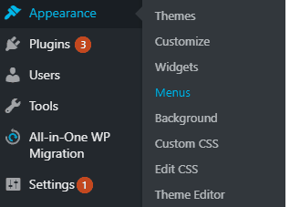 menu in wordpress