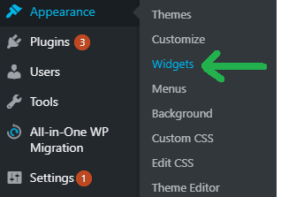 wordpress widgets section