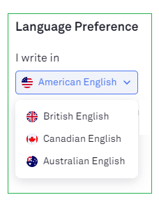 grammarly language preferences