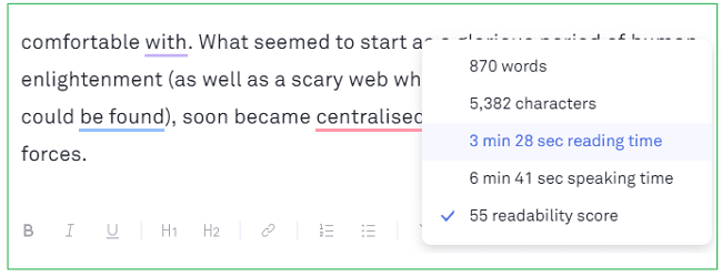 grammarly text formatting options