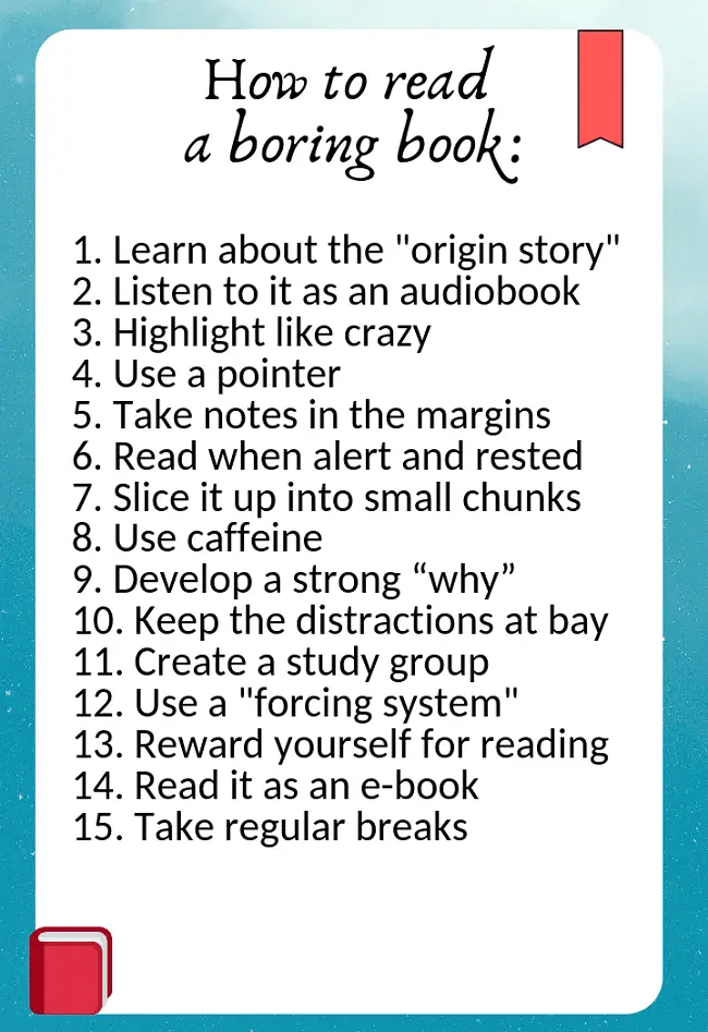 how to read a boring book - infographic