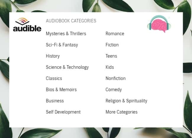 audible audiobook categories