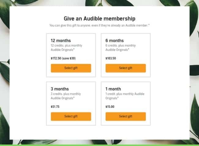audible gift page