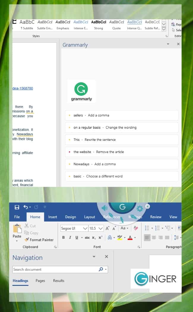 grammarly vs ginger - Microsoft Word add-ons