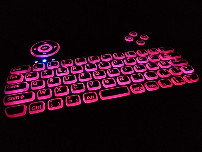 pink small keyboard backlit