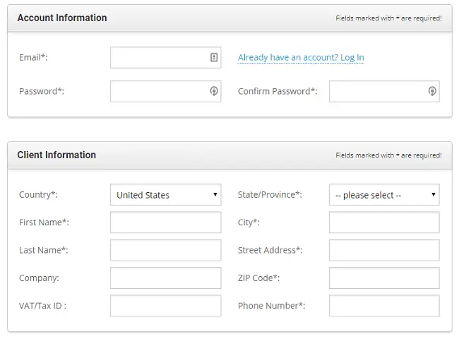 hosting account information