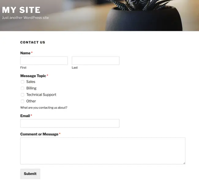 wordpress contact form