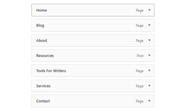 wordpress menu