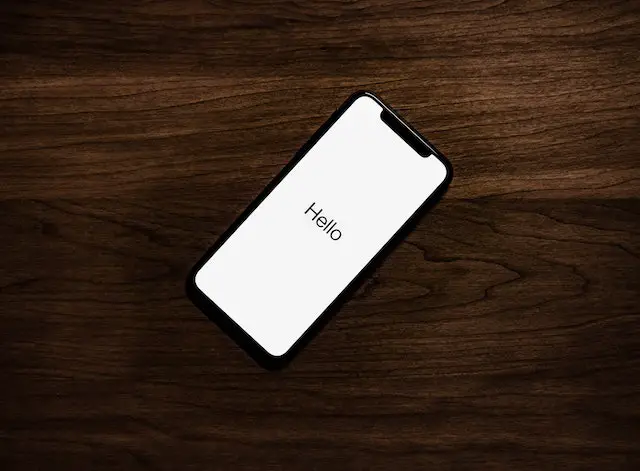 A smart phone with hello sign on the screen