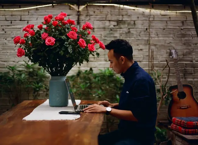 man working on a computer