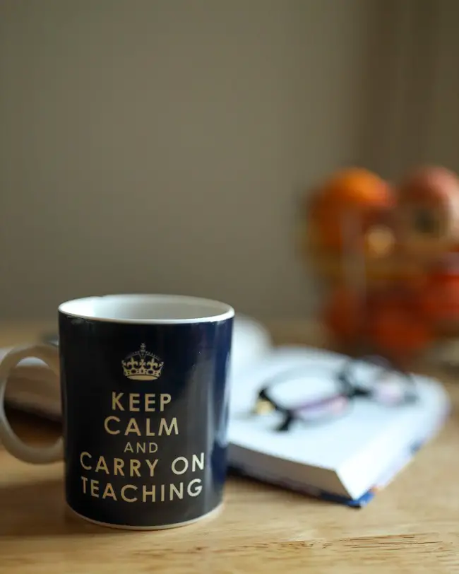 keep calm and carry on teaching mug