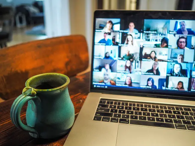 online meeting on a laptop