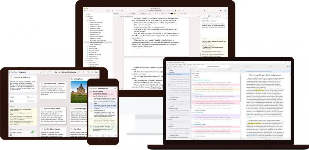 scrivener on different screens