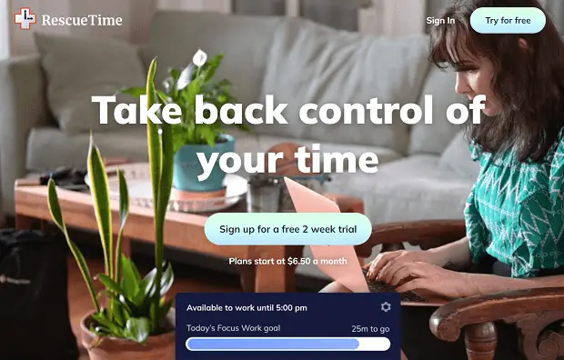 rescue time landing page