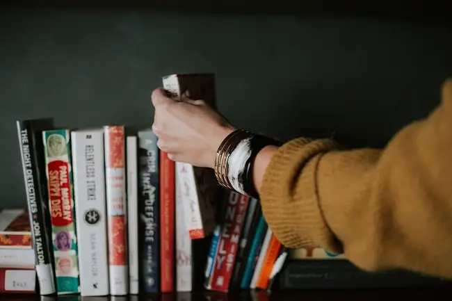 books standing on a bookshelf