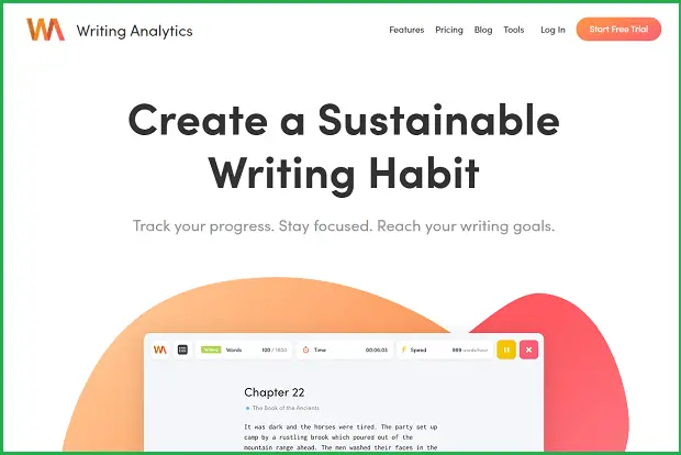 writing analytics landing page