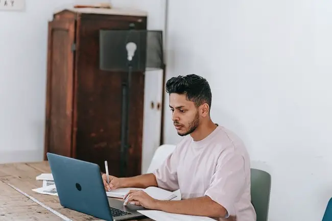 young man on computer