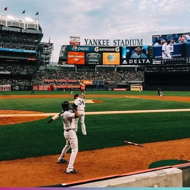 baseball players on Yankee Stadium