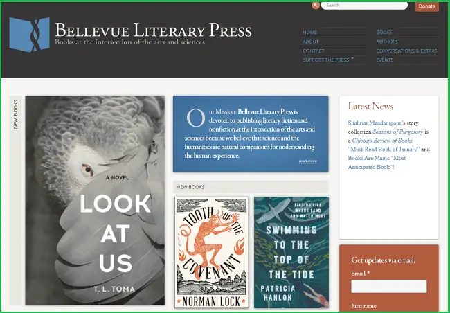 Bellevue Literary landing page