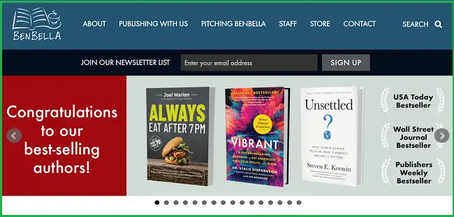 Benbella Books landing page