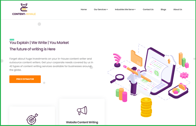 Content-whale landing page
