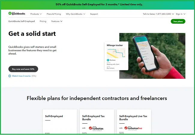 quickbooks self employed landing page