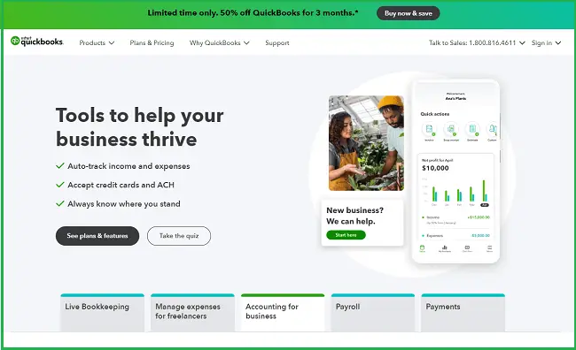 quickbooks landing page