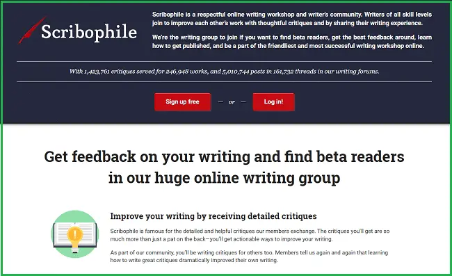 scribophile landing page