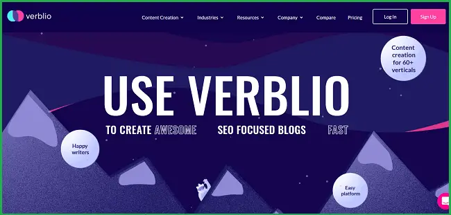 verblio landing page