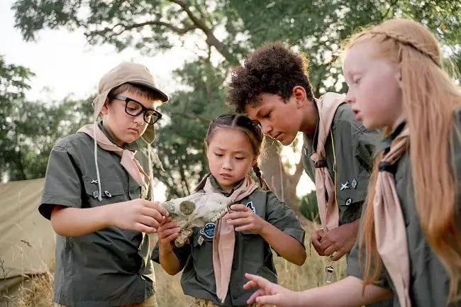 Young scouts camping