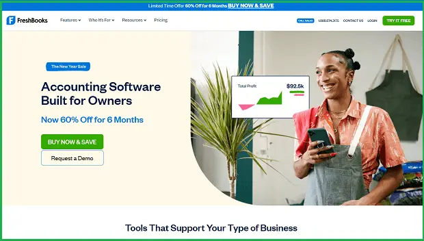 freshbooks landing page