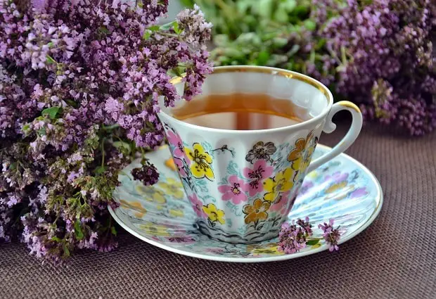 cup of lavender tea