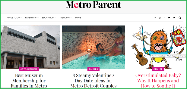 Metro Parent landing page